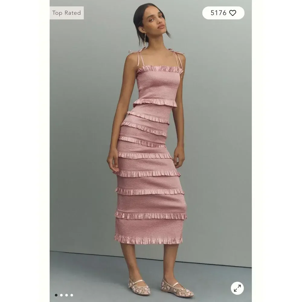 V. Chapman The Lily Midi-Length Dress Sleeveless in Pink Parfait Size 4 NWT - Picture 2 of 14